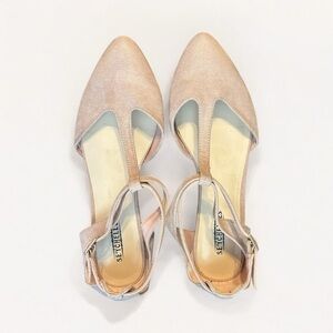 Seychelles Muted Pink T Strap Pointed Toe Flats Size 7